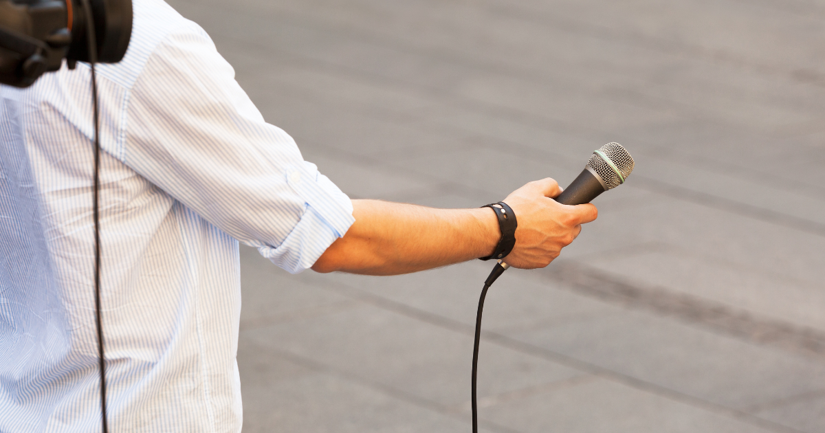 media staff with microphone