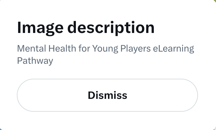 Example of alt-text. "Image description" alt text reads "Mental Health for Young Players eLearning Pathway"